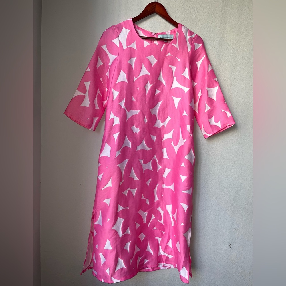 Tuckernuck Kaftan pink Italian floral Jaimie Dress like new XL - Picture 2 of 9